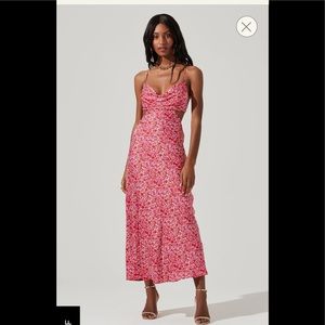 COLETTE FLORAL SATIN CUTOUT MIDI DRESS